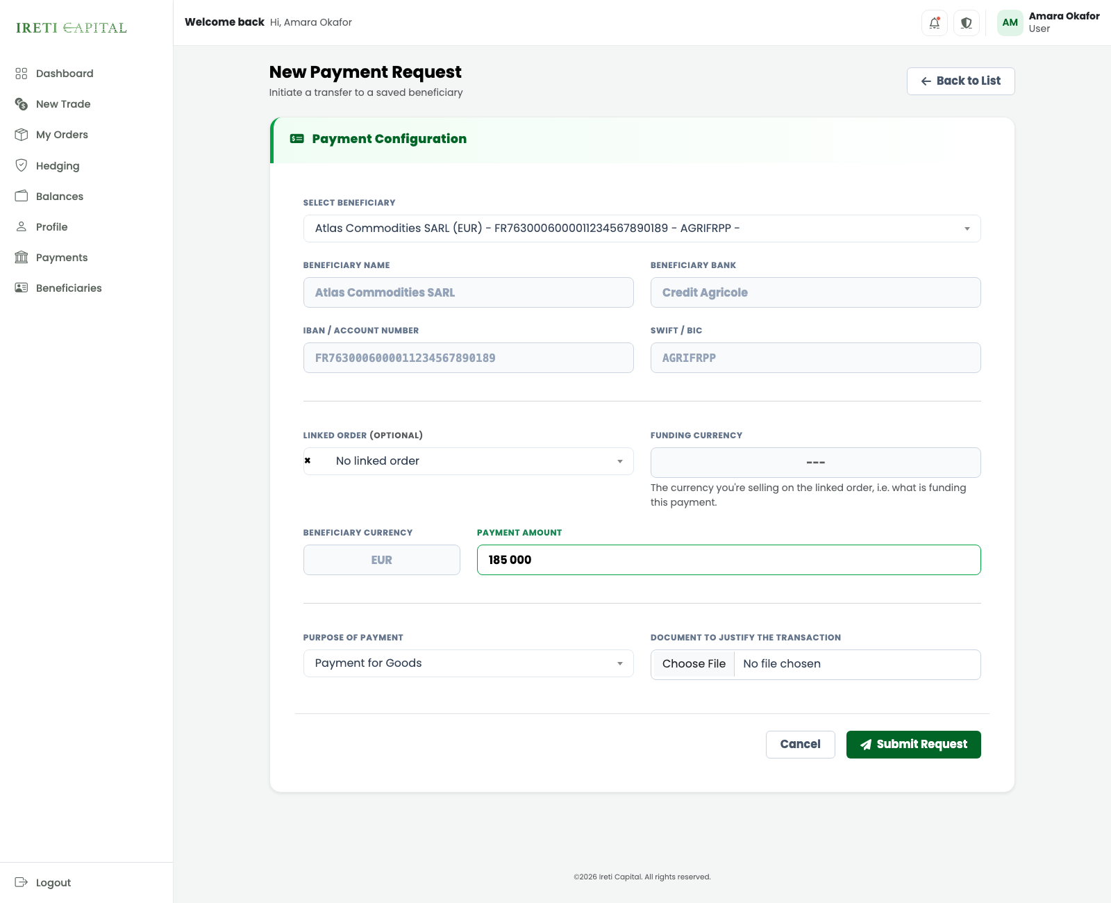 New Payment Instruction